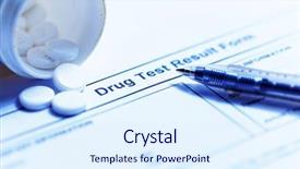  Presentation with medicines - Colorful PPT theme enhanced with drug test blank form backdrop and a sky blue colored foreground