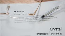  Presentation with diabetes - PPT theme consisting of drug testing workplace - close-up of injection with diabetes background and a  colored foreground