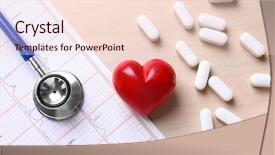  Presentation with pills - Beautiful presentation theme featuring drug testing workplace - stethoscope pills and red heart backdrop and a lemonade colored foreground