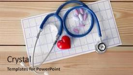  Presentation with stethoscope and red heart health - Audience pleasing PPT layouts consisting of drug testing workplace - stethoscope pills and red heart backdrop and a coral colored foreground