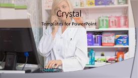  Presentation with pharmacy sports supplement - Amazing PPT layouts having drug types - blonde pharmacist using computer while backdrop and a coral colored foreground