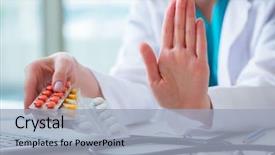  Presentation with medical concept - Slide deck featuring drug types - doctor with prescribed medicines background and a light blue colored foreground