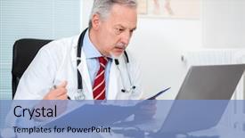  Presentation with studio - PPT theme having drug types - senior doctor working at his background and a light blue colored foreground