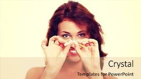  Presentation with stop smoking - Amazing PPT theme having drug withdrawal - stop smoking - woman breaking backdrop and a coral colored foreground