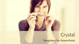  Presentation with smoking pregnancy - Presentation theme with drug withdrawal - young caucasian woman quiting smoking background and a  colored foreground