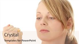  Presentation with smoking weed - Slide deck featuring drug withdrawal - young caucasian woman quiting smoking background and a  colored foreground