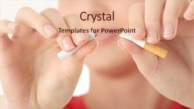  Presentation with smoking - Presentation theme featuring drug withdrawal - young caucasian woman quiting smoking background and a lemonade colored foreground