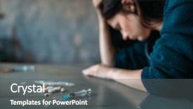  Presentation with drug addict - Cool new PPT theme with drugs - drug addict sitting backdrop and a gray colored foreground