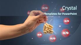  Presentation with anti drug - PPT layouts with hand giving pills with anti background and a ocean colored foreground