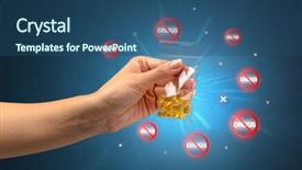  Presentation with anti drug - Presentation theme enhanced with hand giving pills with anti background and a ocean colored foreground