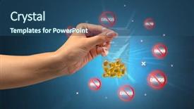 Presentation with anti drug - Presentation design with hand giving pills with anti background and a  colored foreground