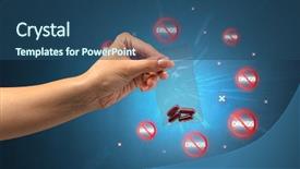  Presentation with anti drug - Presentation design consisting of hand giving pills with anti background and a ocean colored foreground