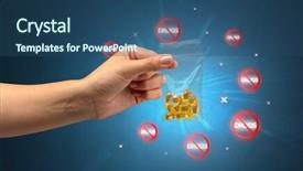  Presentation with anti drug - Presentation theme with hand giving pills with anti background and a ocean colored foreground