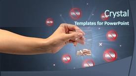  Presentation with anti drug - Beautiful PPT theme featuring hand giving pills with anti backdrop and a ocean colored foreground