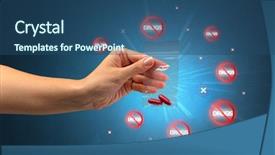 Presentation with anti drug - Colorful PPT theme enhanced with hand giving pills with anti backdrop and a ocean colored foreground