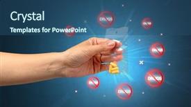  Presentation with anti drug - PPT layouts consisting of hand giving pills with anti background and a ocean colored foreground