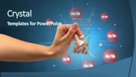  Presentation with anti drug - Presentation design consisting of hand giving pills with anti background and a  colored foreground