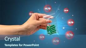  Presentation with anti drug - Beautiful PPT layouts featuring drugs - hand giving pills with anti-drug backdrop and a ocean colored foreground