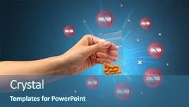  Presentation with anti drug - Presentation theme with drugs - hand giving pills with anti-drug background and a ocean colored foreground