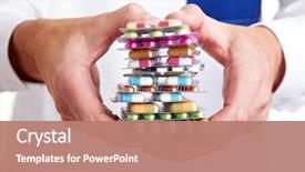  Presentation with stack - Audience pleasing PPT theme consisting of drugs - hand holding a stack backdrop and a coral colored foreground