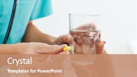  Presentation with water glass - PPT layouts consisting of drugs - hand of nurse with medicine background and a coral colored foreground