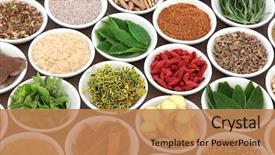  Presentation with alternative medicine - Beautiful slides featuring drugs - herb spice and super food backdrop and a coral colored foreground