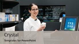  Presentation with drug pharmacy - Amazing PPT theme having drugs - low-angle rear view backdrop and a light gray colored foreground