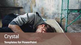  Presentation with drug addict - Audience pleasing slide set consisting of drugs - male drug addict sleeping backdrop and a violet colored foreground