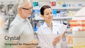  Presentation with pharmacist - Presentation theme having drugs - medicine pharmaceutics health care background and a soft green colored foreground