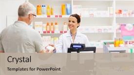  Presentation with apothecary - Cool new PPT layouts with drugs - medicine pharmaceutics health care backdrop and a mint green colored foreground