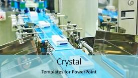  Presentation with pharmacy - Presentation theme with drugs - pharmaceutical packing production line conveyer background and a arctic colored foreground