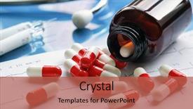  Presentation with prescription drugs - Amazing PPT theme having drugs - prescription medicine pill bottle backdrop and a red colored foreground