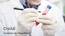  Presentation with lab test - Amazing slide set having drugs - scientist writing on a test backdrop and a sky blue colored foreground