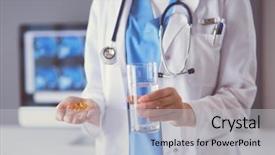  Presentation with capsules pills pill doctor prescription - Cool new presentation with diabetes drugs - shot of doctor's hands holding backdrop and a light gray colored foreground