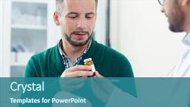  Presentation with pill bottle - Theme having drugs - sick patient taking pill-bottle background and a ocean colored foreground