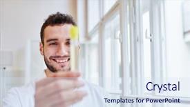  Presentation with urine - PPT theme featuring drugs - successful test analysis of urine background and a sky blue colored foreground