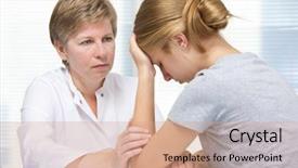  Presentation with teenage girl - Beautiful slides featuring drugs - teenage girl suffering with depression backdrop and a coral colored foreground