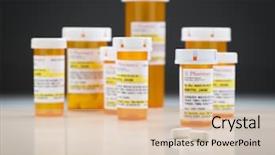  Presentation with bottles - Cool new slide set with drugs - variety of non-proprietary medicine bottles backdrop and a coral colored foreground