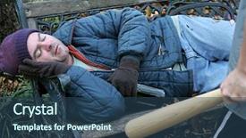  Presentation with community development homeless - Presentation having alcohol drug crime - homeless man sleeping while background and a ocean colored foreground