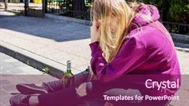  Presentation with alcohol abuse - Audience pleasing slide deck consisting of women abuse - drunk young woman with bottle backdrop and a violet colored foreground