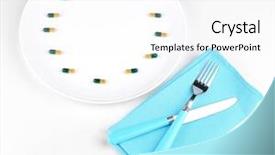  Presentation with drug interaction - Presentation theme consisting of food drug interaction - medication schedule and meals conceptual background and a white colored foreground