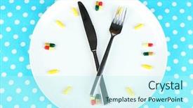  Presentation with drug interaction - Theme having food drug interaction - medication schedule and meals conceptual background and a cool aqua colored foreground