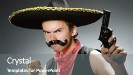  Presentation with hat - Beautiful PPT theme featuring drugs gun - funny guy wearing sombrero hat backdrop and a gray colored foreground