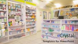  Presentation with drugs - Presentation theme featuring drugs in the pharmacy background and a soft green colored foreground