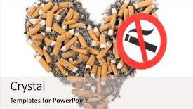  Presentation with broken heart - Presentation theme consisting of broken heart and cigarette butt background and a light gray colored foreground