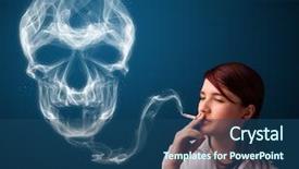  Presentation with toxic - Amazing presentation having pretty young woman smoking dangerous cigarette with toxic skull smoke backdrop and a ocean colored foreground