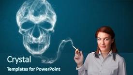  Presentation with toxic - Cool new presentation theme with tobacco kills - pretty young woman smoking dangerous backdrop and a ocean colored foreground