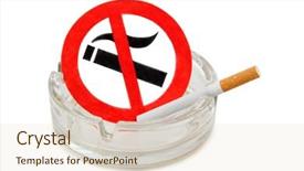  Presentation with magnify glass - Presentation design enhanced with tobacco kills - sign and glass ashtray background and a  colored foreground