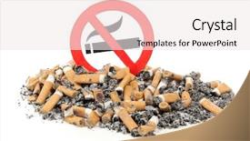  Presentation with deaf dumb sign language used - Presentation theme featuring tobacco kills - sign on butts and ashes background and a  colored foreground