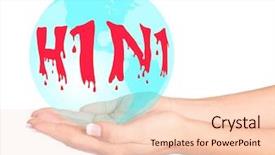  Presentation with swine flu - Presentation theme enhanced with alert drug - swine flu virus in hands background and a lemonade colored foreground